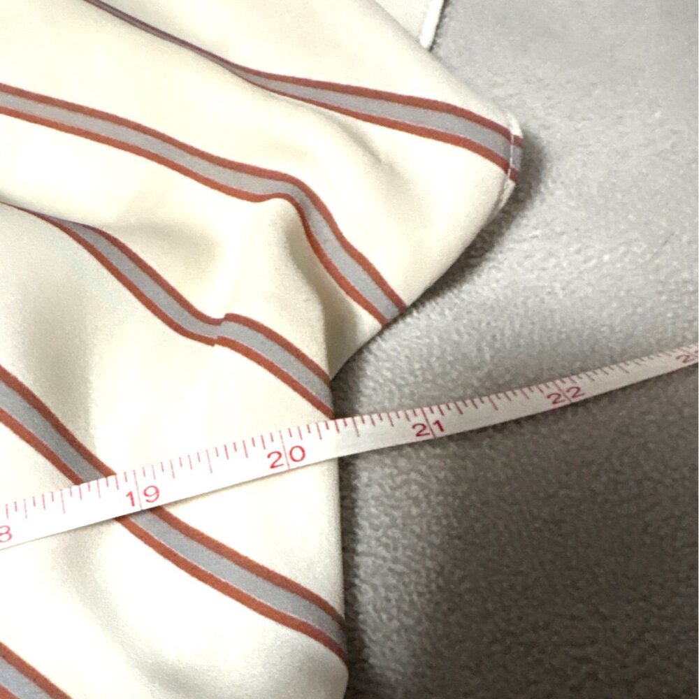 Loft Womens Striped Short-Sleeve Blouse White & Rust Rayon/Polyester S - Picture 5 of 6